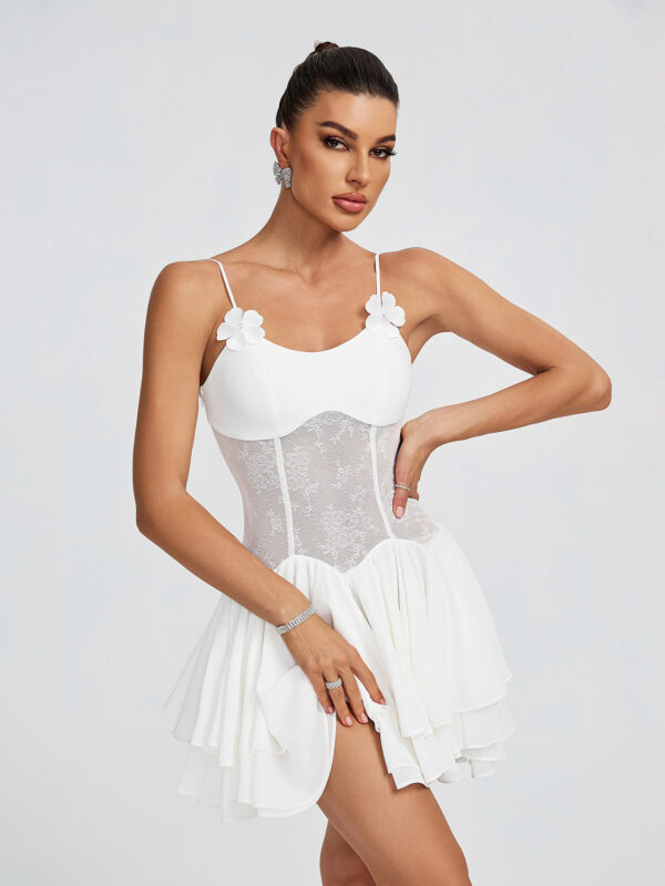 White Flower Detail Corset Mini Dress 2