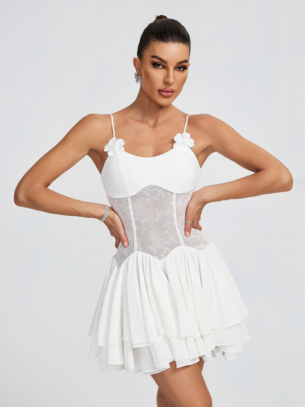 White Flower Detail Corset Mini Dress 4