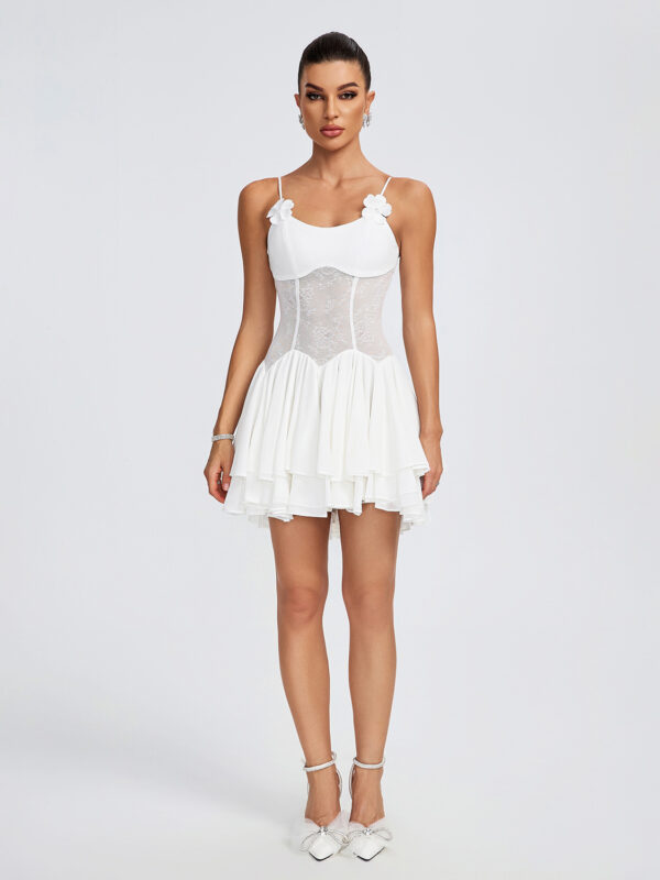 White Flower Detail Corset Mini Dress 5
